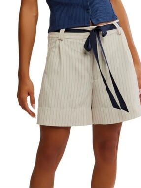 Free People Pleated Blue Color Shorts